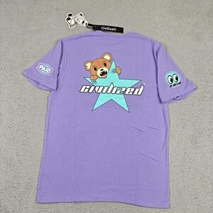 CivilizeD Shirt Mens Large Purple Bear Star Graphic Tee Cartoon Streetwear New